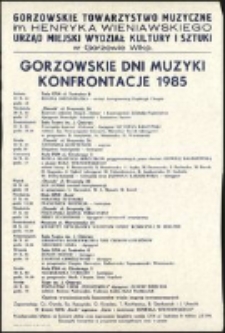 [Afisz] Gorzowskie Dni Muzyki : konfrontacje 1985