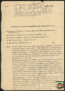 Komunikat Strajkowy Studenckiego Komitetu Strajkowego AWF Filia Gorz&oacute;w Wlkp. 1.12.1981