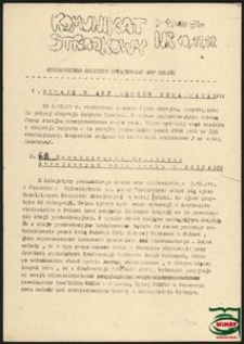 Komunikat Strajkowy Studenckiego Komitetu Strajkowego AWF Filia Gorz&oacute;w Wlkp. 9-11.12.1981