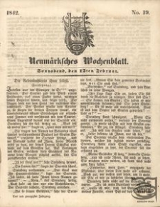 Neum&auml;rksches Wochenblatt, 1842, Jg. 23, Nr. 19