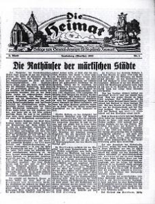 Die Heimat : Beilage zum General-Anzeiger f&uuml;r die gesamte Neumark, 1933, nr 1