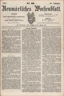 Neum&auml;rksches Wochenblatt : Zeitschrift f&uuml;r Politik, Tages-Ereignisse und Unterhaltung, 1867, Jg. 48, Nr. 10