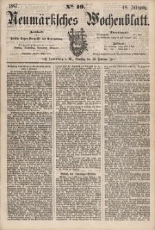 Neum&auml;rksches Wochenblatt : Zeitschrift f&uuml;r Politik, Tages-Ereignisse und Unterhaltung, 1867, Jg. 48, Nr. 19