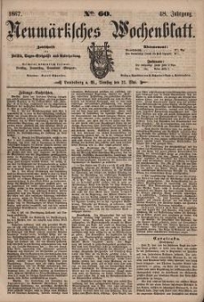 Neum&auml;rksches Wochenblatt : Zeitschrift f&uuml;r Politik, Tages-Ereignisse und Unterhaltung, 1867, Jg. 48, Nr. 60