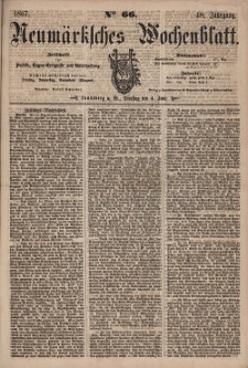 Neum&auml;rksches Wochenblatt : Zeitschrift f&uuml;r Politik, Tages-Ereignisse und Unterhaltung, 1867, Jg. 48, Nr. 66