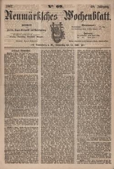 Neum&auml;rksches Wochenblatt : Zeitschrift f&uuml;r Politik, Tages-Ereignisse und Unterhaltung, 1867, Jg. 48, Nr. 69