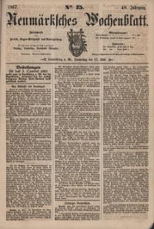 Neum&auml;rksches Wochenblatt : Zeitschrift f&uuml;r Politik, Tages-Ereignisse und Unterhaltung, 1867, Jg. 48, Nr. 75