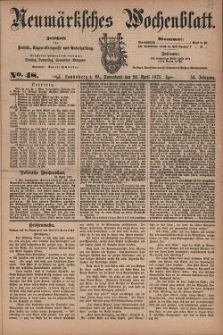 Neum&auml;rksches Wochenblatt : Zeitschrift f&uuml;r Politik, Tages-Ereignisse und Unterhaltung, 1875, Jg. 56, Nr. 48
