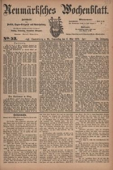 Neum&auml;rksches Wochenblatt : Zeitschrift f&uuml;r Politik, Tages-Ereignisse und Unterhaltung, 1875, Jg. 56, Nr. 53