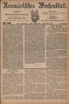 Neum&auml;rksches Wochenblatt : Zeitschrift f&uuml;r Politik, Tages-Ereignisse und Unterhaltung, 1875, Jg. 56, Nr. 63
