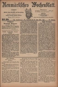 Neum&auml;rksches Wochenblatt : Zeitschrift f&uuml;r Politik, Tages-Ereignisse und Unterhaltung, 1875, Jg. 56, Nr. 73