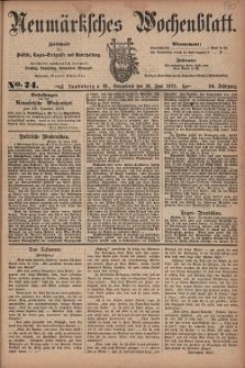 Neum&auml;rksches Wochenblatt : Zeitschrift f&uuml;r Politik, Tages-Ereignisse und Unterhaltung, 1875, Jg. 56, Nr. 74