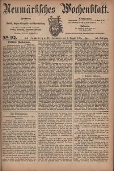 Neum&auml;rksches Wochenblatt : Zeitschrift f&uuml;r Politik, Tages-Ereignisse und Unterhaltung, 1875, Jg. 56, Nr. 92