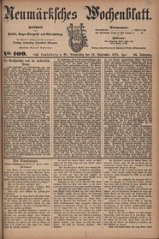 Neum&auml;rksches Wochenblatt : Zeitschrift f&uuml;r Politik, Tages-Ereignisse und Unterhaltung, 1875, Jg. 56, Nr. 109