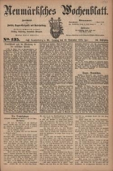 Neum&auml;rksches Wochenblatt : Zeitschrift f&uuml;r Politik, Tages-Ereignisse und Unterhaltung, 1875, Jg. 56, Nr. 135