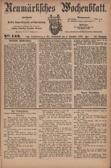 Neum&auml;rksches Wochenblatt : Zeitschrift f&uuml;r Politik, Tages-Ereignisse und Unterhaltung, 1875, Jg. 56, Nr. 143