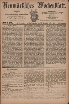 Neum&auml;rksches Wochenblatt : Zeitschrift f&uuml;r Politik, Tages-Ereignisse und Unterhaltung, 1875, Jg. 56, Nr. 148