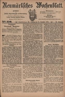 Neum&auml;rksches Wochenblatt : Zeitschrift f&uuml;r Politik, Tages-Ereignisse und Unterhaltung, 1875, Jg. 56, Nr. 150