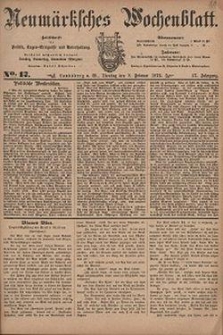 Neum&auml;rksches Wochenblatt : Zeitschrift f&uuml;r Politik, Tages-Ereignisse und Unterhaltung, 1876, Jg. 57, Nr. 17
