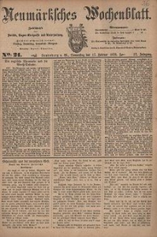 Neum&auml;rksches Wochenblatt : Zeitschrift f&uuml;r Politik, Tages-Ereignisse und Unterhaltung, 1876, Jg. 57, Nr. 21