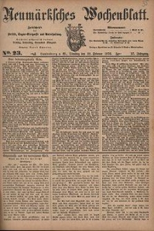 Neum&auml;rksches Wochenblatt : Zeitschrift f&uuml;r Politik, Tages-Ereignisse und Unterhaltung, 1876, Jg. 57, Nr. 23