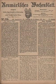 Neum&auml;rksches Wochenblatt : Zeitschrift f&uuml;r Politik, Tages-Ereignisse und Unterhaltung, 1876, Jg. 57, Nr. 24