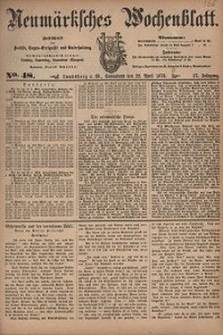 Neum&auml;rksches Wochenblatt : Zeitschrift f&uuml;r Politik, Tages-Ereignisse und Unterhaltung, 1876, Jg. 57, Nr. 48