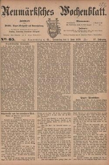 Neum&auml;rksches Wochenblatt : Zeitschrift f&uuml;r Politik, Tages-Ereignisse und Unterhaltung, 1876, Jg. 57, Nr. 65
