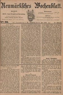 Neum&auml;rksches Wochenblatt : Zeitschrift f&uuml;r Politik, Tages-Ereignisse und Unterhaltung, 1876, Jg. 57, Nr. 70