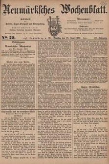 Neum&auml;rksches Wochenblatt : Zeitschrift f&uuml;r Politik, Tages-Ereignisse und Unterhaltung, 1876, Jg. 57, Nr. 72