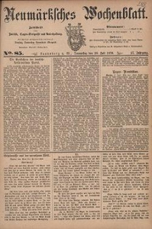 Neum&auml;rksches Wochenblatt : Zeitschrift f&uuml;r Politik, Tages-Ereignisse und Unterhaltung, 1876, Jg. 57, Nr. 85
