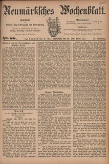 Neum&auml;rksches Wochenblatt : Zeitschrift f&uuml;r Politik, Tages-Ereignisse und Unterhaltung, 1876, Jg. 57, Nr. 88