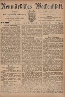Neum&auml;rksches Wochenblatt : Zeitschrift f&uuml;r Politik, Tages-Ereignisse und Unterhaltung, 1876, Jg. 57, Nr. 89