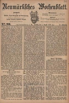 Neum&auml;rksches Wochenblatt : Zeitschrift f&uuml;r Politik, Tages-Ereignisse und Unterhaltung, 1876, Jg. 57, Nr. 90