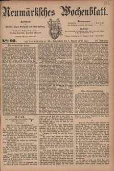 Neum&auml;rksches Wochenblatt : Zeitschrift f&uuml;r Politik, Tages-Ereignisse und Unterhaltung, 1876, Jg. 57, Nr. 92