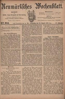 Neum&auml;rksches Wochenblatt : Zeitschrift f&uuml;r Politik, Tages-Ereignisse und Unterhaltung, 1876, Jg. 57, Nr. 94