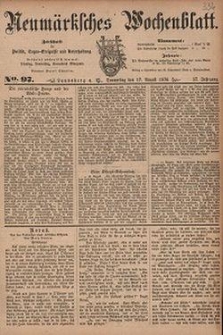 Neum&auml;rksches Wochenblatt : Zeitschrift f&uuml;r Politik, Tages-Ereignisse und Unterhaltung, 1876, Jg. 57, Nr. 97