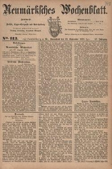 Neum&auml;rksches Wochenblatt : Zeitschrift f&uuml;r Politik, Tages-Ereignisse und Unterhaltung, 1876, Jg. 57, Nr. 113