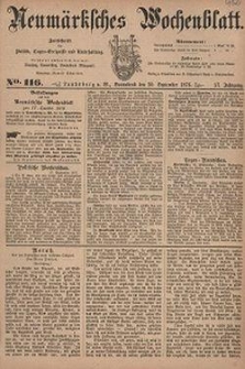 Neum&auml;rksches Wochenblatt : Zeitschrift f&uuml;r Politik, Tages-Ereignisse und Unterhaltung, 1876, Jg. 57, Nr. 116