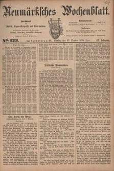 Neum&auml;rksches Wochenblatt : Zeitschrift f&uuml;r Politik, Tages-Ereignisse und Unterhaltung, 1876, Jg. 57, Nr. 123