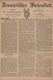 Neum&auml;rksches Wochenblatt : Zeitschrift f&uuml;r Politik, Tages-Ereignisse und Unterhaltung, 1876, Jg. 57, Nr. 140