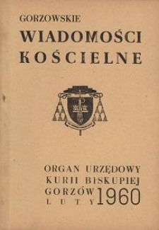 Gorzowskie Wiadomości Kościelne 1960, R.4, nr 2