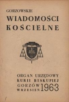 Gorzowskie Wiadomości Kościelne, 1963, R.7, nr 9
