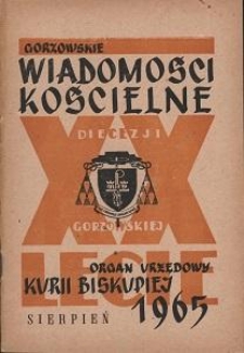 Gorzowskie Wiadomości Kościelne, 1965, R.9, nr 8