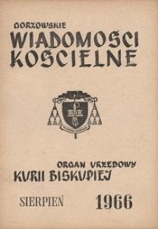 Gorzowskie Wiadomości Kościelne, 1966, R.10, nr 8