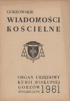 Gorzowskie Wiadomości Kościelne, 1961, R.5, nr 1