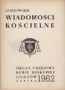 Gorzowskie Wiadomości Kościelne, 1962, R.6, nr 7