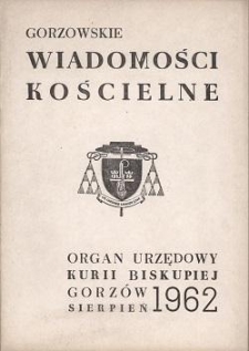 Gorzowskie Wiadomości Kościelne, 1962, R.6, nr 8