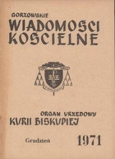 Gorzowskie Wiadomości Kościelne, 1971, R.14, nr 12