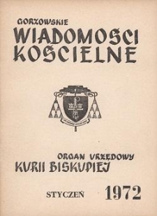 Gorzowskie Wiadomości Kościelne, 1972, R.14 [i.e.15], nr 1
